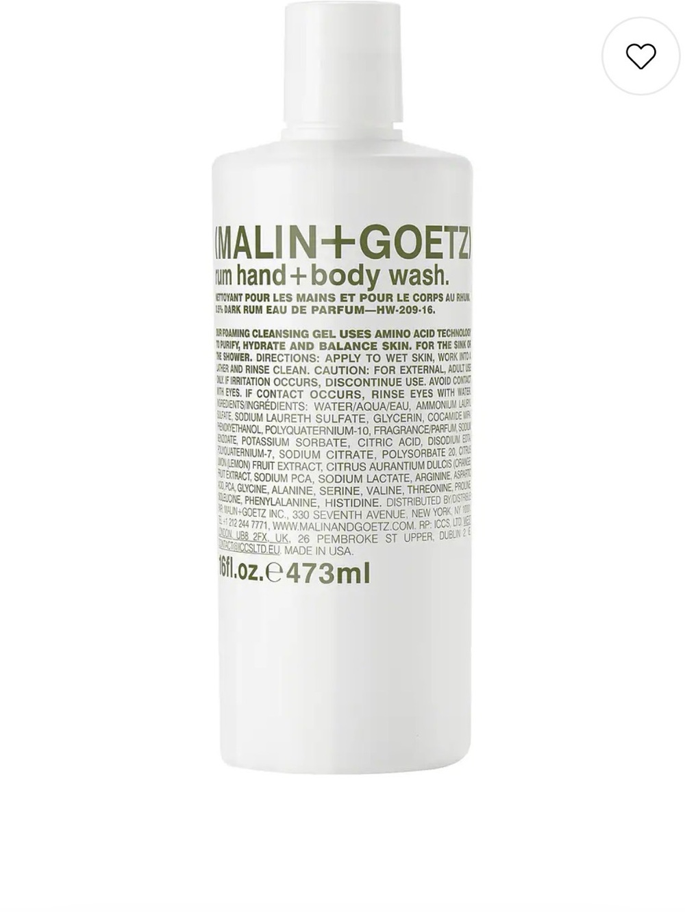 Rum Hand + Body Wash — White